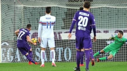 Il primo dei due gol segnati da Veretout su rigore stasera